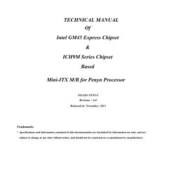 TECHNICAL MANUAL Of Intel GM45 Express ... - Jetway Computer