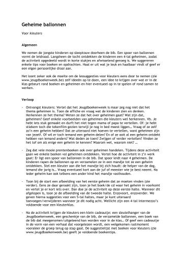 Ballonnentocht kleuters - Jeugdboekenweek