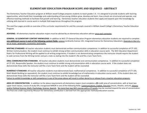 elementary education program scope and sequence - abstract
