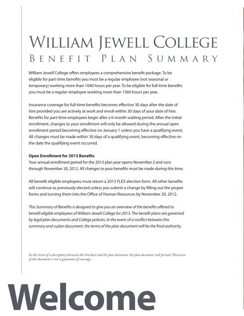 Benefit Brochure 2013 - William Jewell College