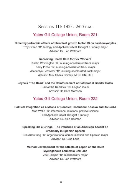 2012 Colloquium Day Program - William Jewell College