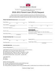 2010-2011 Parent Loan (PLUS) Request - William Jewell College