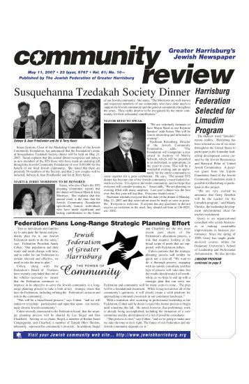 Susquehanna Tzedakah Society Dinner - Jewish Federation of ...