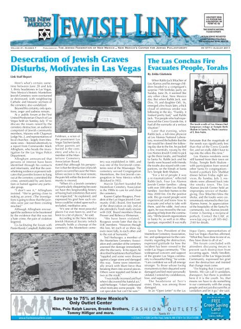 August 2011 - Jewish Federation of New Mexico