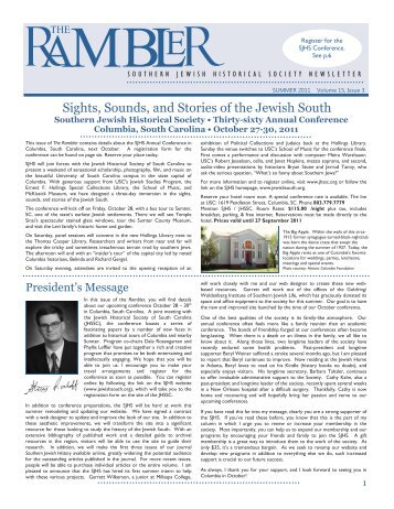 Rambler (Vol 15 Issue 3) - Southern Jewish Historical Society