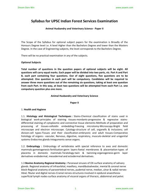 Animal Husbandry and Veterinary Science – Paper II - Jeywin Animal Husbandry and Veterinary Science – Paper II - Jeywin