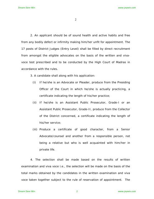 2010 Direct Recruitment of District Judges by Government ... - Jeywin