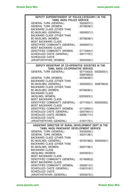 TNPSC Group â I 2008 â 2010 Deputy Collector, DSP etc - Jeywin