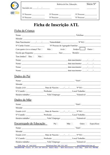 Ficha de InscriÃ§Ã£o ATL