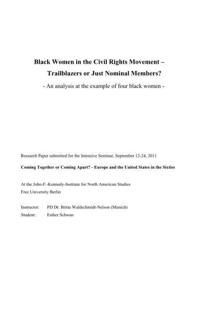 Black Women In The Civil Rights Movement A John F Kennedy