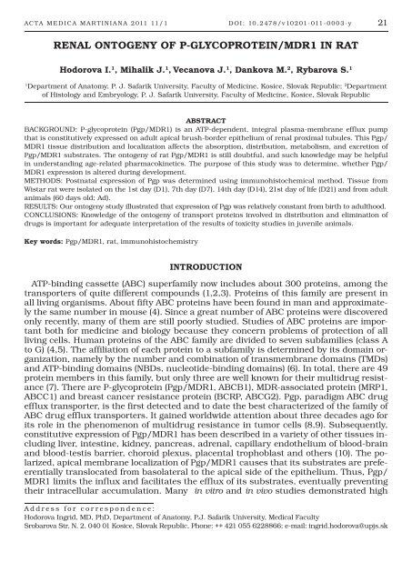 Acta Medica Martiniana - Univerzita Komenského