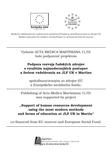 Acta Medica Martiniana - Univerzita Komenského