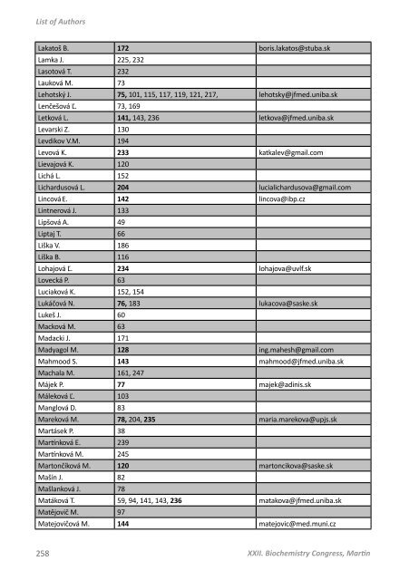 XXII. BIOCHEMICKÝ ZJAZD - Jesseniova lekárska fakulta