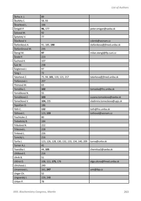 XXII. BIOCHEMICKÝ ZJAZD - Jesseniova lekárska fakulta