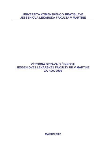 Rok 2006 - Jesseniova lekárska fakulta - Univerzita Komenského