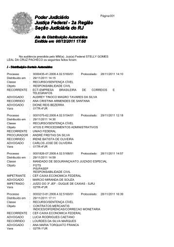 JustiÃ§a Federal - 2a RegiÃ£o Poder JudiciÃ¡rio SeÃ§Ã£o JudiciÃ¡ria do RJ