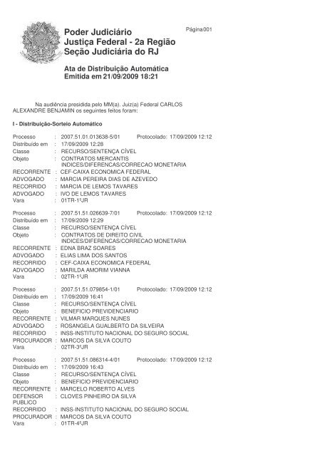 JustiÃ§a Federal - 2a RegiÃ£o Poder JudiciÃ¡rio SeÃ§Ã£o JudiciÃ¡ria do RJ