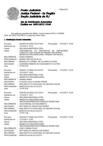 JustiÃ§a Federal - 2a RegiÃ£o Poder JudiciÃ¡rio SeÃ§Ã£o JudiciÃ¡ria do RJ