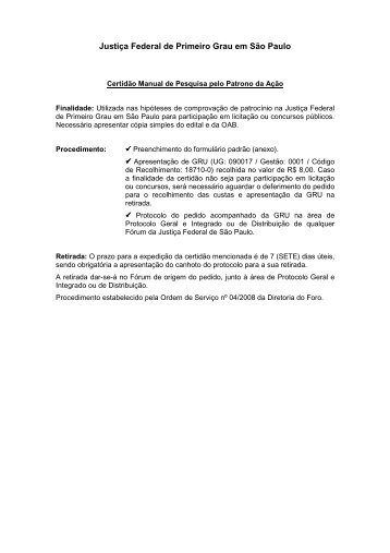 Anexo I - Justiça Federal de Primeiro Grau em São Paulo