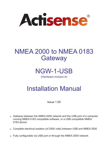 NMEA 2000 to NMEA 0183 Gateway NGW-1-USB ... - Lyngaa-Marine