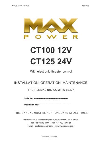 CT100 12V CT125 24V - Max Power