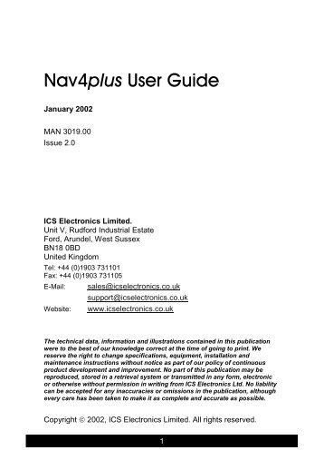 NAV4 Plus User Guide Issue 2 - ICS Electronics Limited