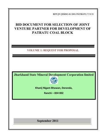 BID DOCUMENT FOR SELECTION OF JOINT ... - Jharkhand