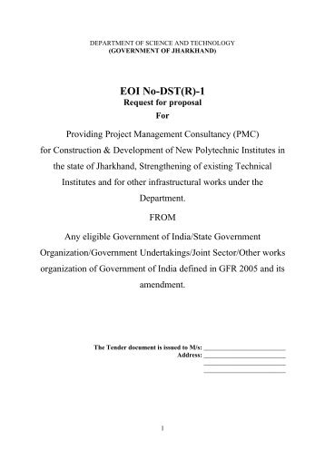 EOI No-DST(R)-1 - Jharkhand