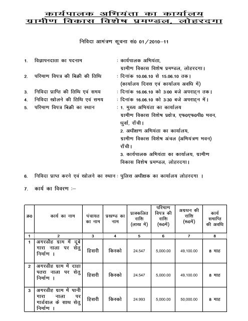 Tender Notice - Jharkhand