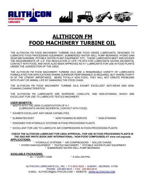 alithicon “fleet” synthetic enclosed gear and transmission lubricants