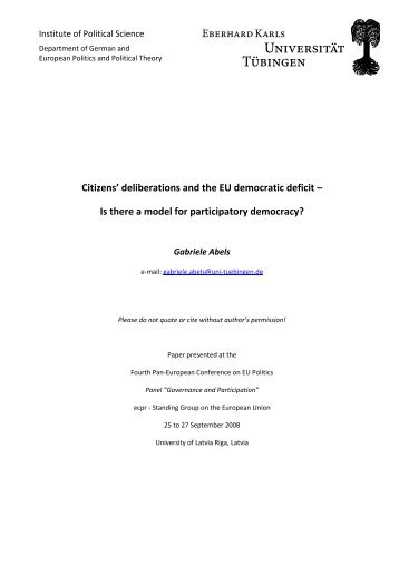 Citizens' deliberations and the EU democratic deficit – Is there a ...