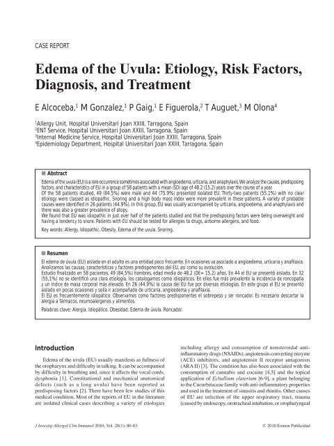Edema of the Uvula: Etiology, Risk Factors, Diagnosis, and Treatment