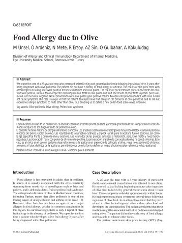 Food Allergy due to Olive - ResearchGate