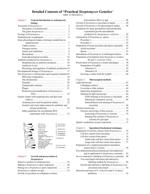 Detailed Contents of "Practical Streptomyces Genetics" - John Innes ...