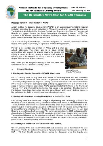 The Bi- Monthly News-flash for AICAD Tanzania - JICA
