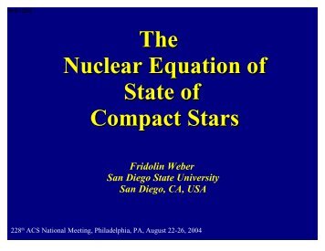 The Nuclear Equation of State of Compact Stars