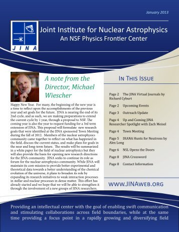 JINA Newsletter - The Joint Institute for Nuclear Astrophysics