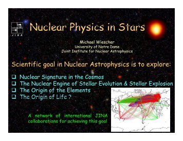 JINA Science - The Joint Institute for Nuclear Astrophysics