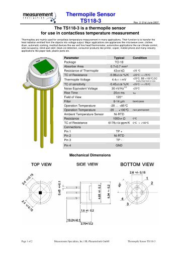 Thermopile Sensor TS118-3 - JIN ZON