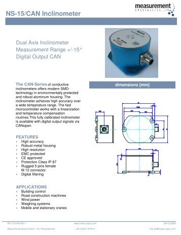 NS-15/CAN Inclinometer - Measurement Specialties, Inc.