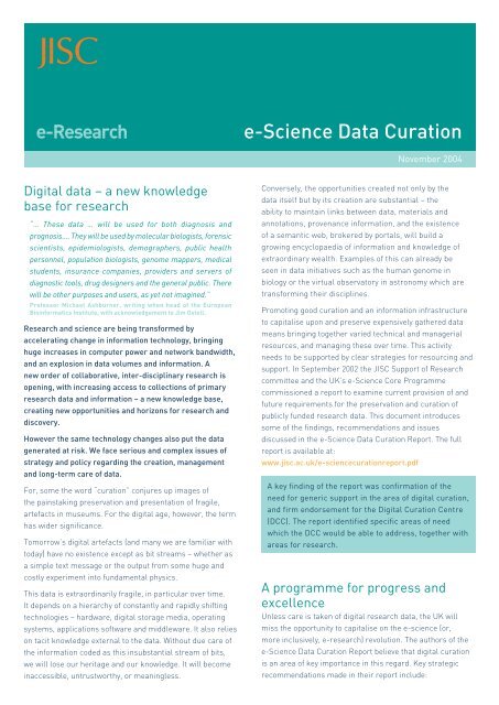 e-Science Data Curation - Jisc