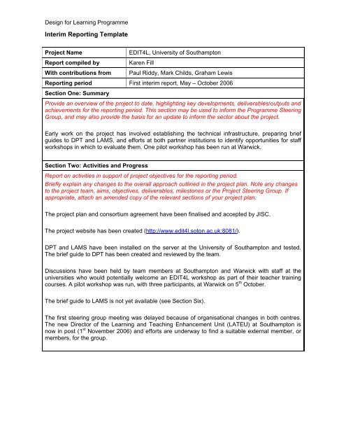 Interim Reporting Template - Jisc