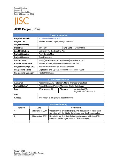 Download Project Plan (PDF) - Jisc