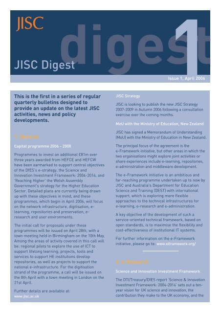 JISC Digest Issue 1