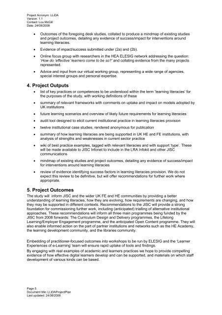 LLiDA Project Plan - Jisc