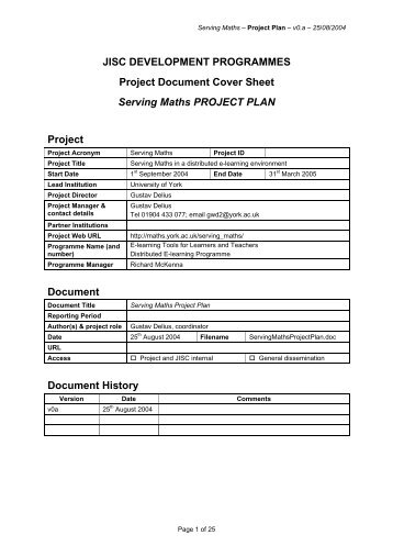 Serving Maths Project Plan - Jisc