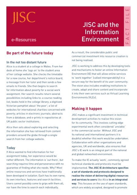 Factfile: JISC and the Information Environment