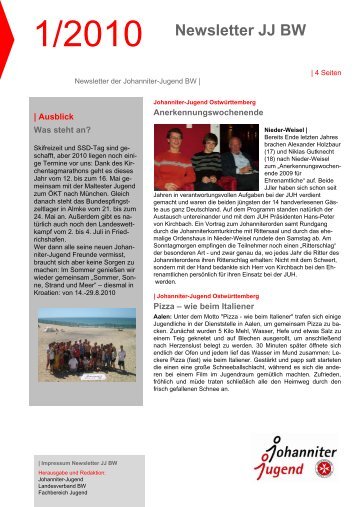 Newsletter JJ BW 01/2010 (pdf) - Johanniter-Jugend in Baden ...