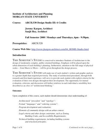 Course Syllabus and Outline - J. Kargon