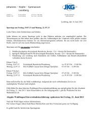 Elternbrief Sporttag - Johannes Kepler Gymnasium Leonberg